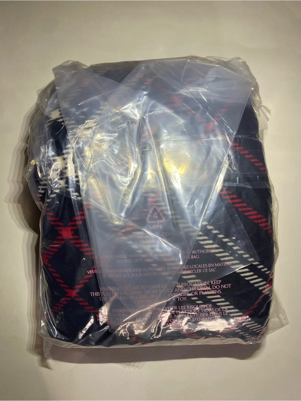 Victoria's Secret Navy Plaid Throw Blanket - Red & White